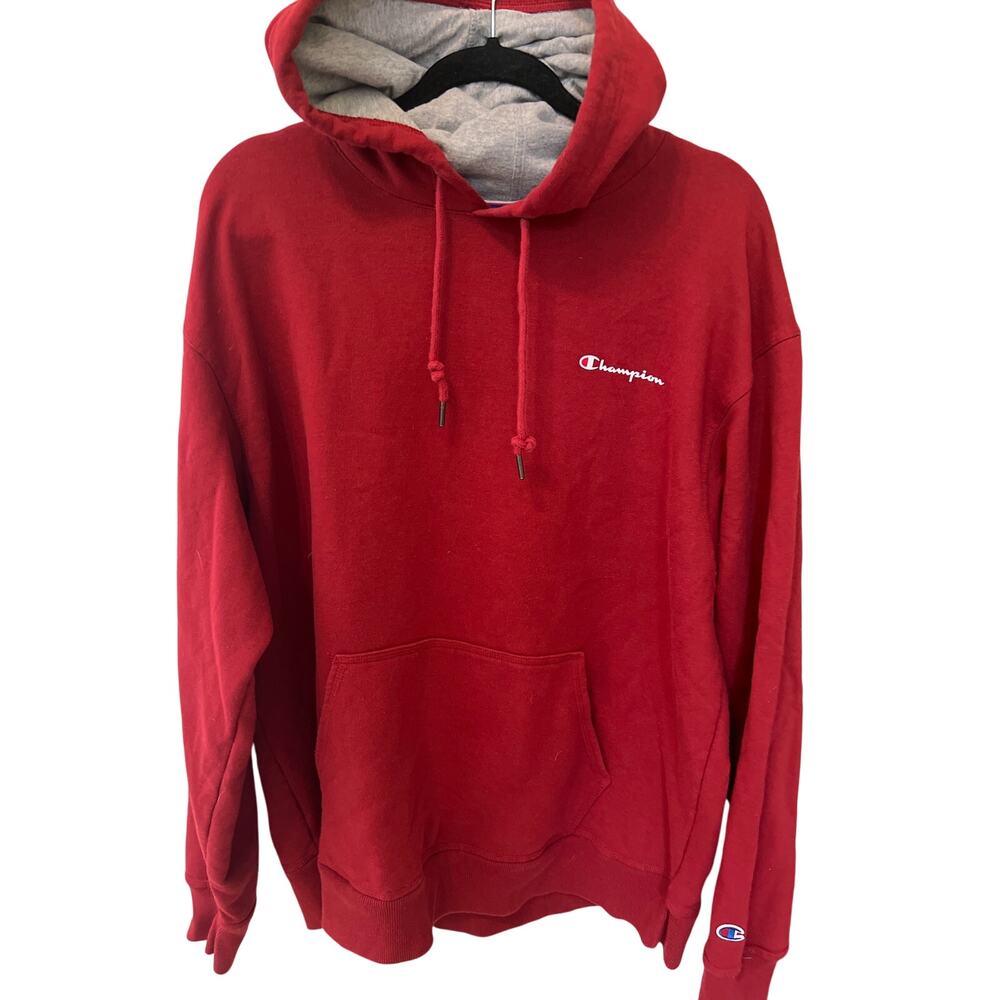 Champion Red & Gray Men's Hooded Sweatshirt Size XL EUC Hoodie Cozy